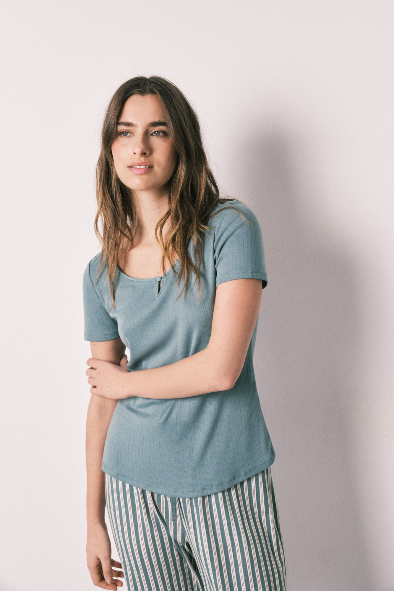 Women'secret Pijama estampado riscas verde