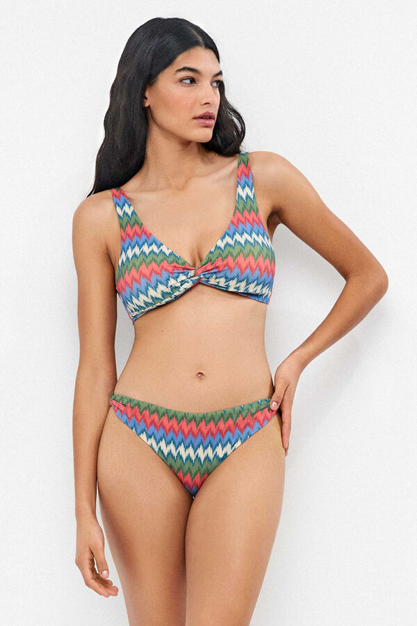 Gisela Cueca de biqu&iacute;ni cl&aacute;ssica estampado zig zag branco
