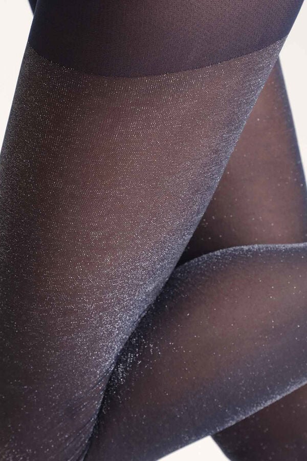 DIM Collant transparente com fios brilhantes 20 Deniers azul