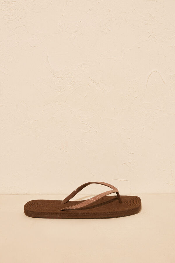 Womensecret Brown 100% mojable flip-flops nude