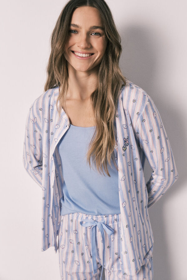 Women'secret Conjunto de pijama &agrave;s riscas e top azul azul