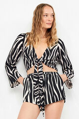 Gisela Cal&ccedil;&otilde;es estampado de zebra branco