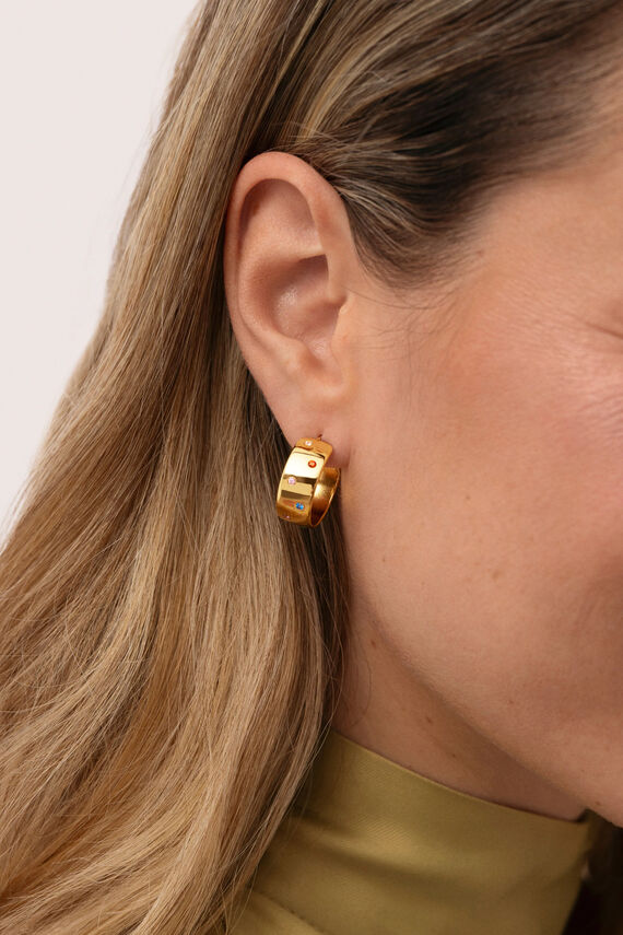 Pendientes Aro Curve Rainbow Acero Baño Oro