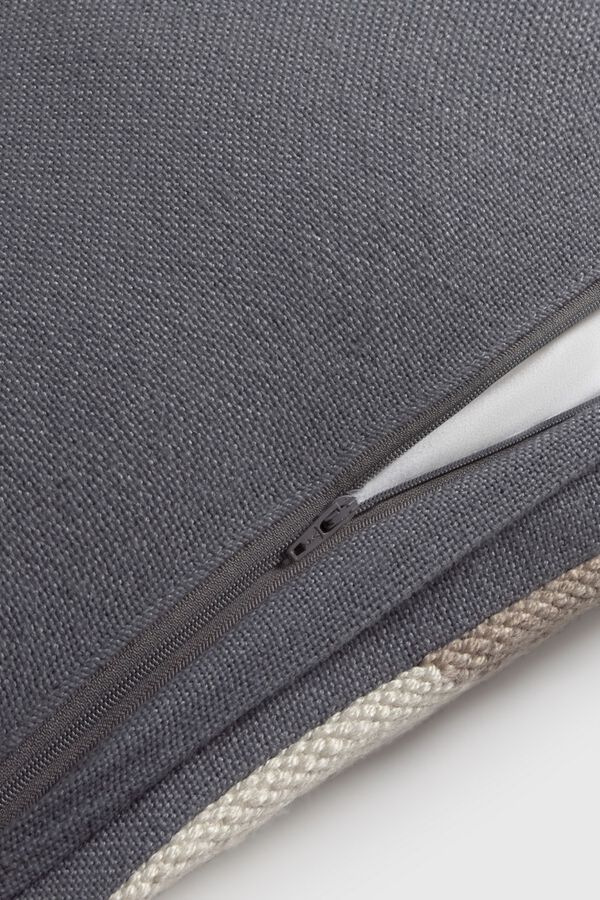 Textura Capa de almofada bordada com design geom&eacute;trico cinzento