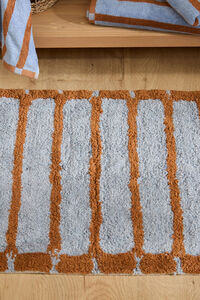 Calma House Tapete de banho &agrave;s riscas azul Saturno 50x70