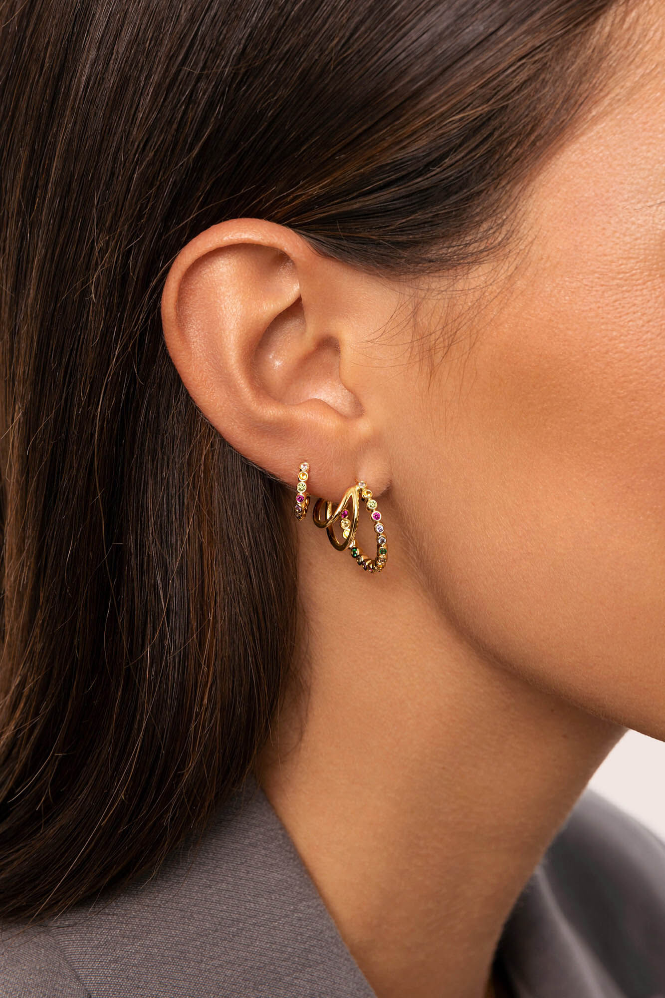 Singularu Pendiente Suelto Aro Orbit Ba&ntilde;o Oro