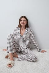 Women'secret Pijama camiseiro aos quadrados com la&ccedil;os estampado
