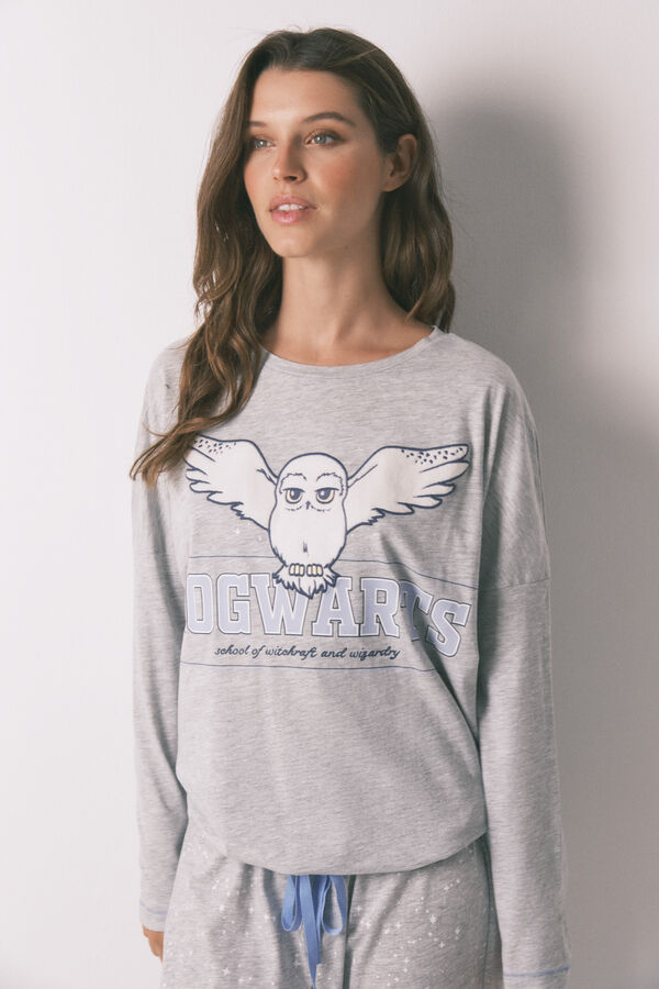Women'secret Pijama comprido em algodão da Hedwig cinza  cinzento