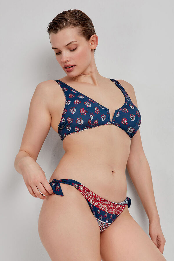 Gisela Cueca de biquíni reversível ajustável estampado