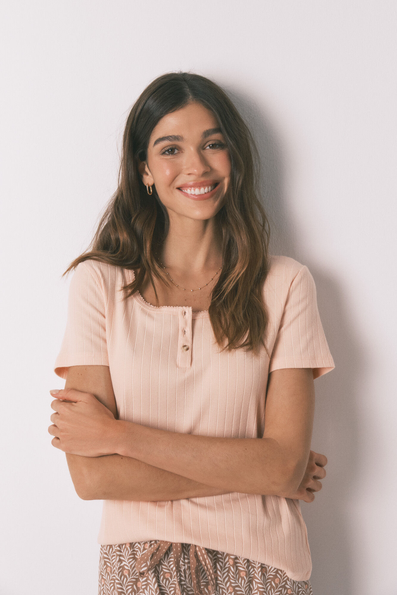 Women'secret Pijama Capri algod&oacute;n estampado rosa amarillo