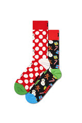 Happy Socks Pack de dos pares de calcetines mu&ntilde;eco de nieve rojo