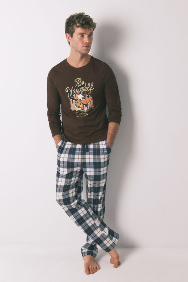 Women'secret Pijama comprido marrom Pluto 100% algodão  castanho