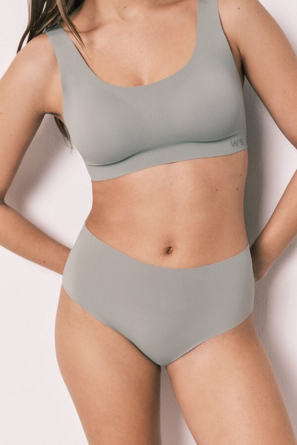 Women'secret Cuecas cintura alta clean cut em microfibra caqui bege