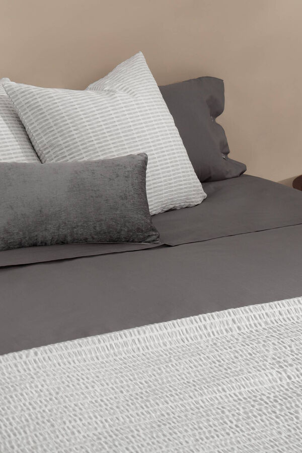 Textura Lençol algodão orgânico. Cama 80-90 cm. cinzento