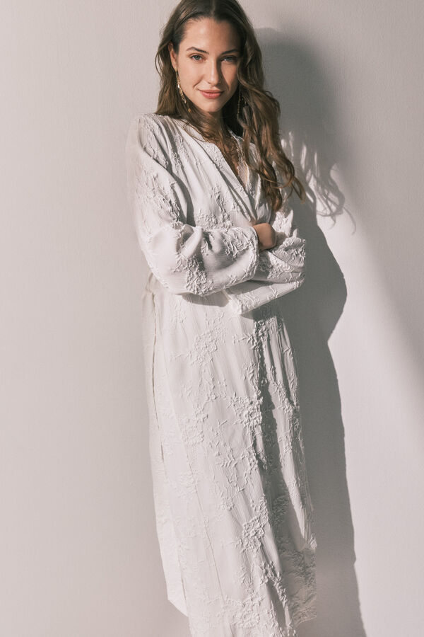 Women'secret Robe comprido cetim branco bege