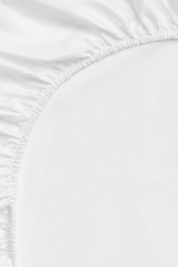 Textura Lençol de baixo algodão cetim. Cama 150-160 cm. branco