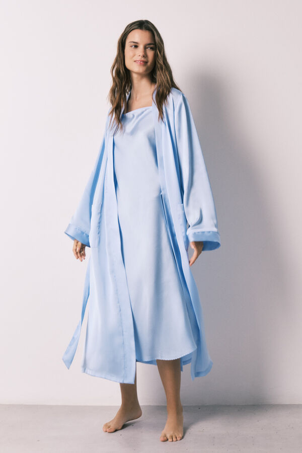 Women'secret Robe midi em cetim azul azul
