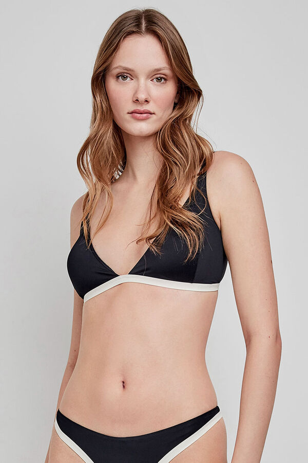 Gisela Top de biquíni triangular estampado preto preto