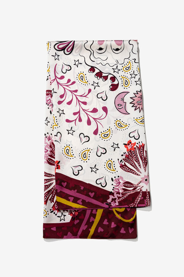 Vilanova Pa&ntilde;uelo Estampado Corazones burdeos