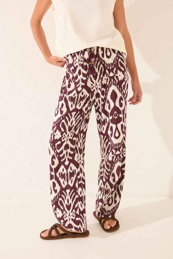 Women'secret Calça comprida de viscose com estampado floral estampado