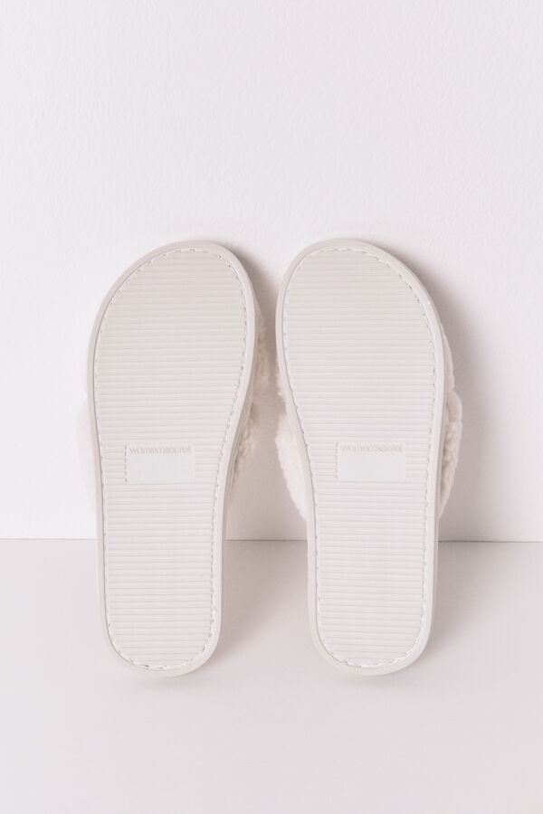 Women'secret Chinelos de quarto de borrego branca bege