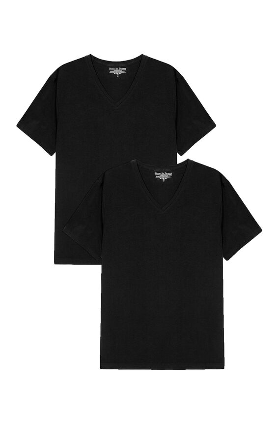 Pack 2 camisetas elásticas cuello pico negro