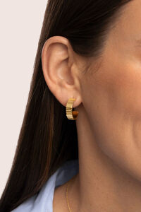 Singularu Pendientes Aro Gear Acero Baño Oro
