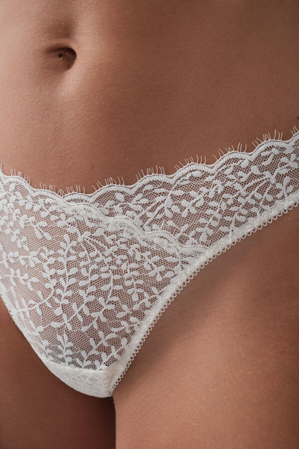 Women'secret Tanga encaje blanco branco