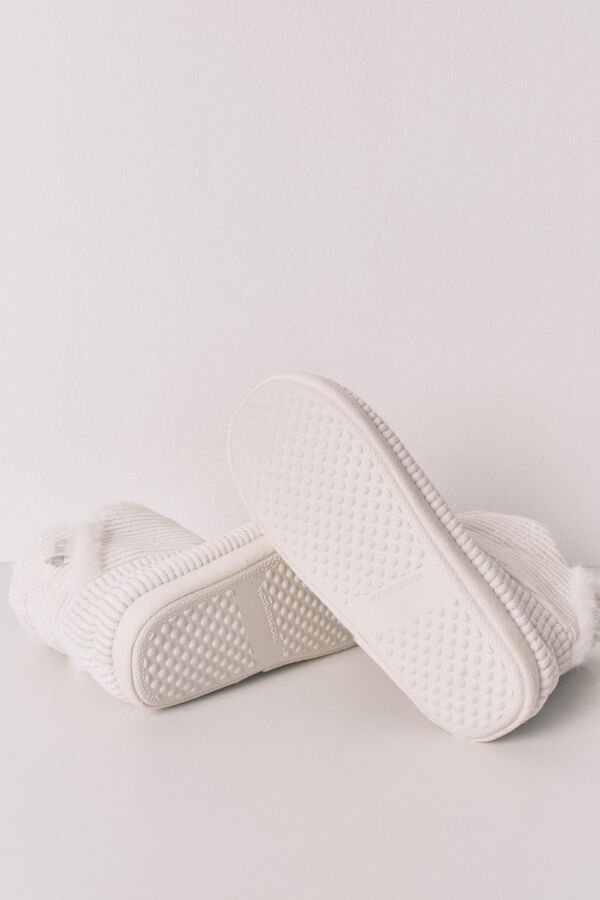 Women'secret Chinelos de quarto botas canelado lurex branco bege