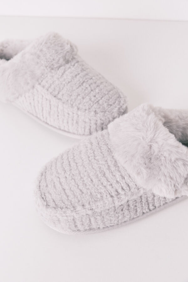 Women'secret Chinelos de quarto de pele com estampado animal cinzento