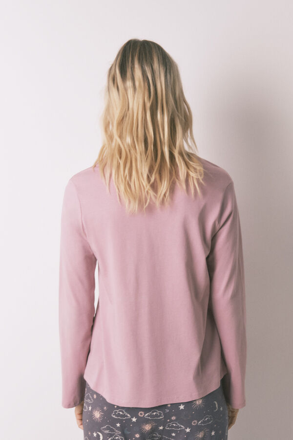 Women'secret T-shirt de manga comprida rosa 100% algod&atilde;o rosa