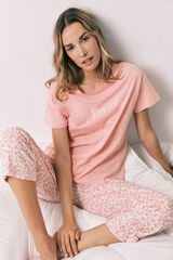 Women'secret Pijama capri em algod&atilde;o rosa miniflor rosa