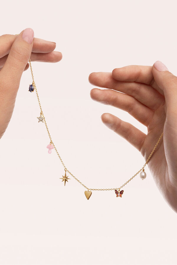 Singularu Multicharms Fairy Tale Gold Plated Necklace printed