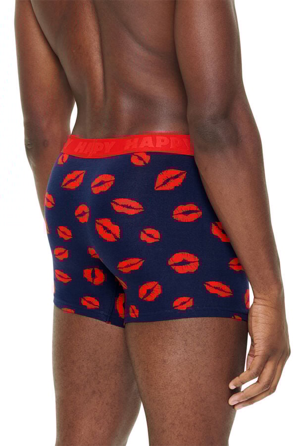 Happy Socks Pacote de cuecas boxer curtas Kisses azul