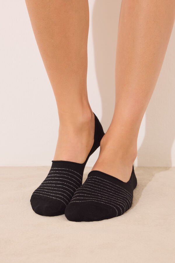 Women'secret Pack 3 meias invis&iacute;veis algod&atilde;o preto preto