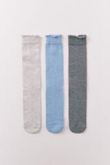Women'secret Pack 3 meias compridas lurex azul estampado