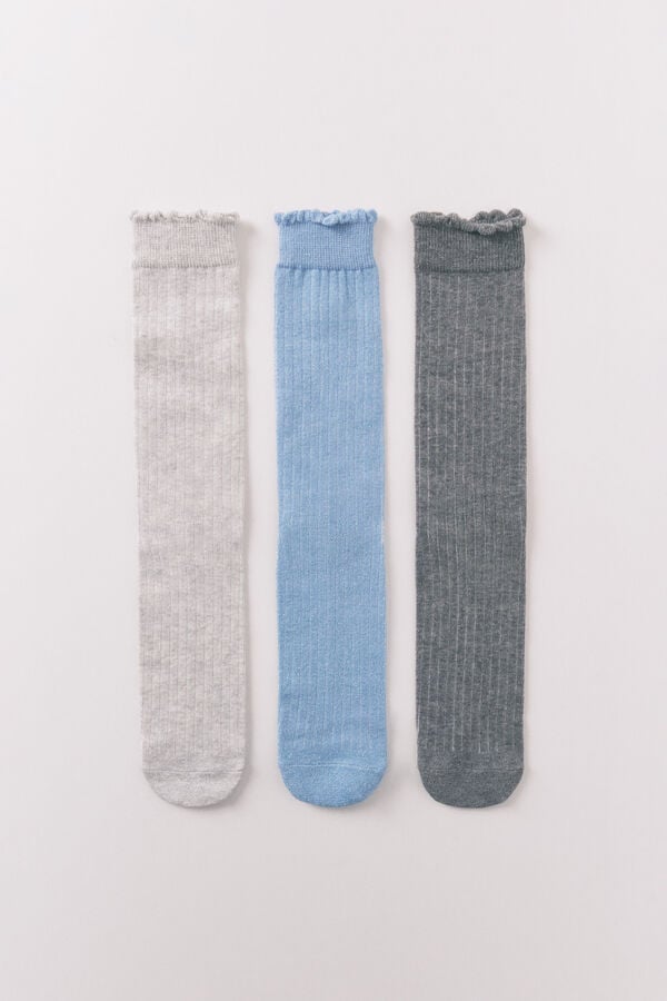 Women'secret Pack 3 meias compridas lurex azul estampado