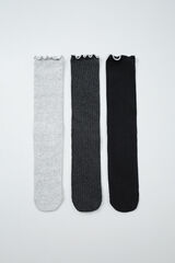 Women'secret Pack 3 meias compridas cinzentas lurex cinzento