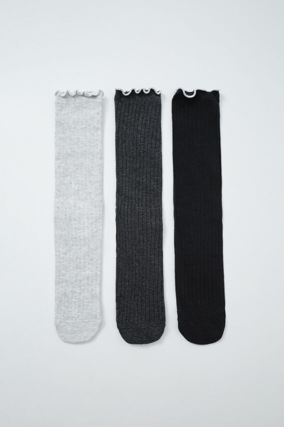 Pack 3 calcetines largos grises lurex