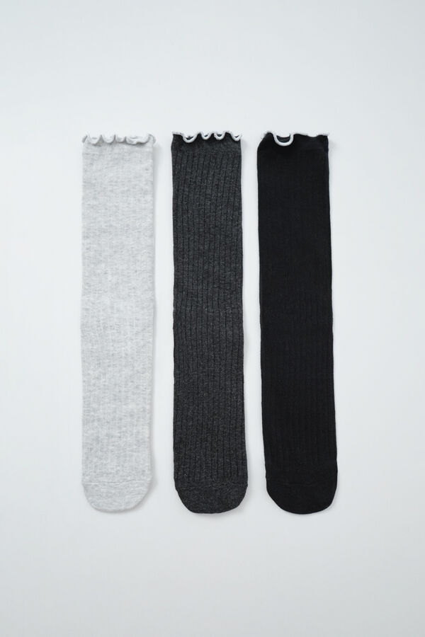 Women'secret Pack 3 meias compridas cinzentas lurex cinzento