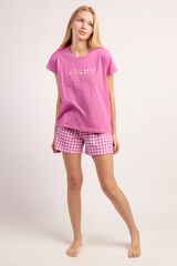 Admas Pijama curto de ver&atilde;o vichy mood rosa
