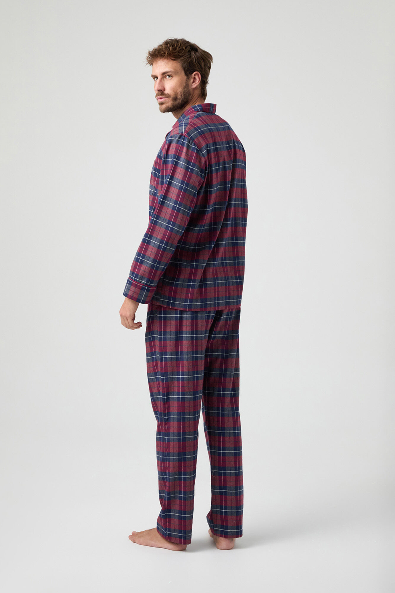 Kiff-Kiff Pijama de flanela Kiff Kiff azul vermelho xadrez