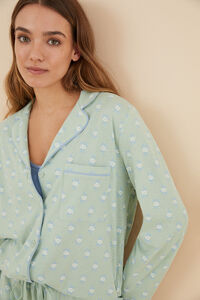 Womensecret Pijama camiseiro 100% algodão verde flores verde
