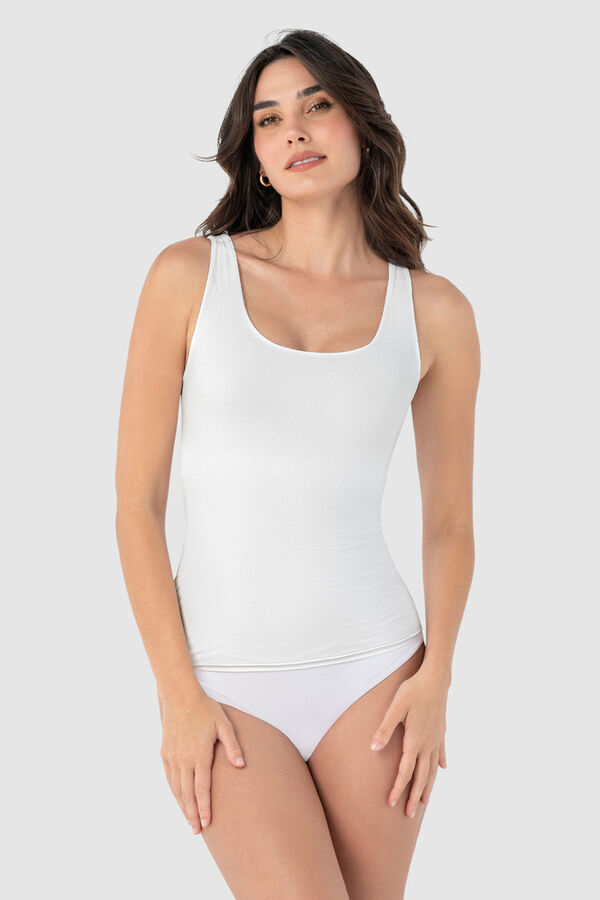 Leonisa Moderate control T-shirt with double layer on the abdomen white