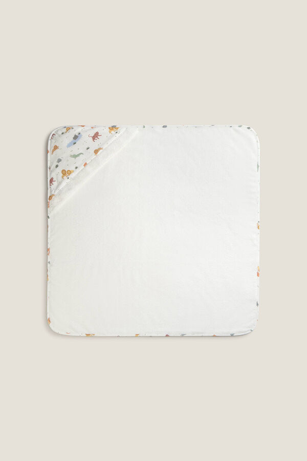 Textura Toalha com capuz estampado selva branco
