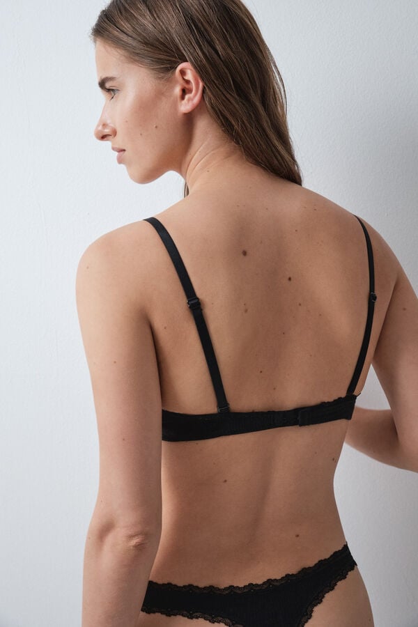 Women'secret Soutien triangular em algod&atilde;o preto NATURAL preto