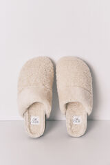Women'secret Zapatillas tipo zueco borreguito beige marfil
