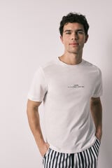 Women'secret Pijama de homem curto em 100% algod&atilde;o &agrave;s riscas bege