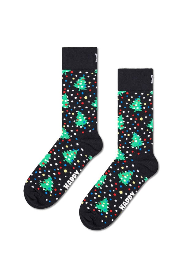 Happy Socks Pacote de 2 meias para árvore de Natal preto