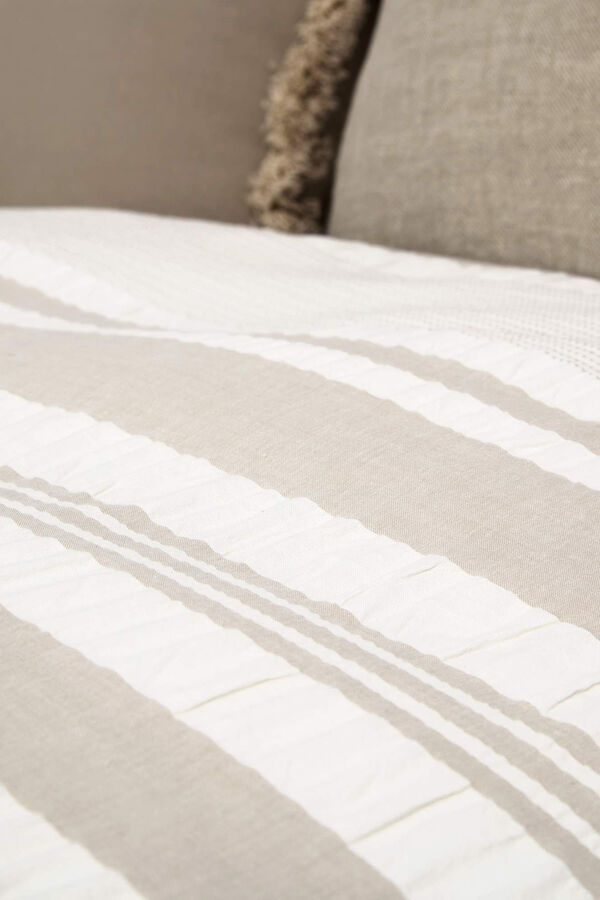 Textura Funda nórdica algodón rayas. Cama 150-160cm. beige